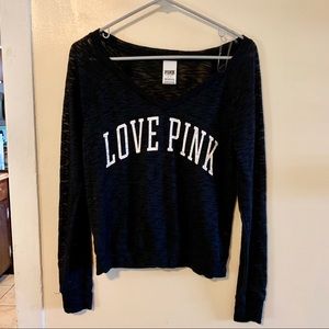 Victoria’s Secret Long Sleeve Top Black Love Pink